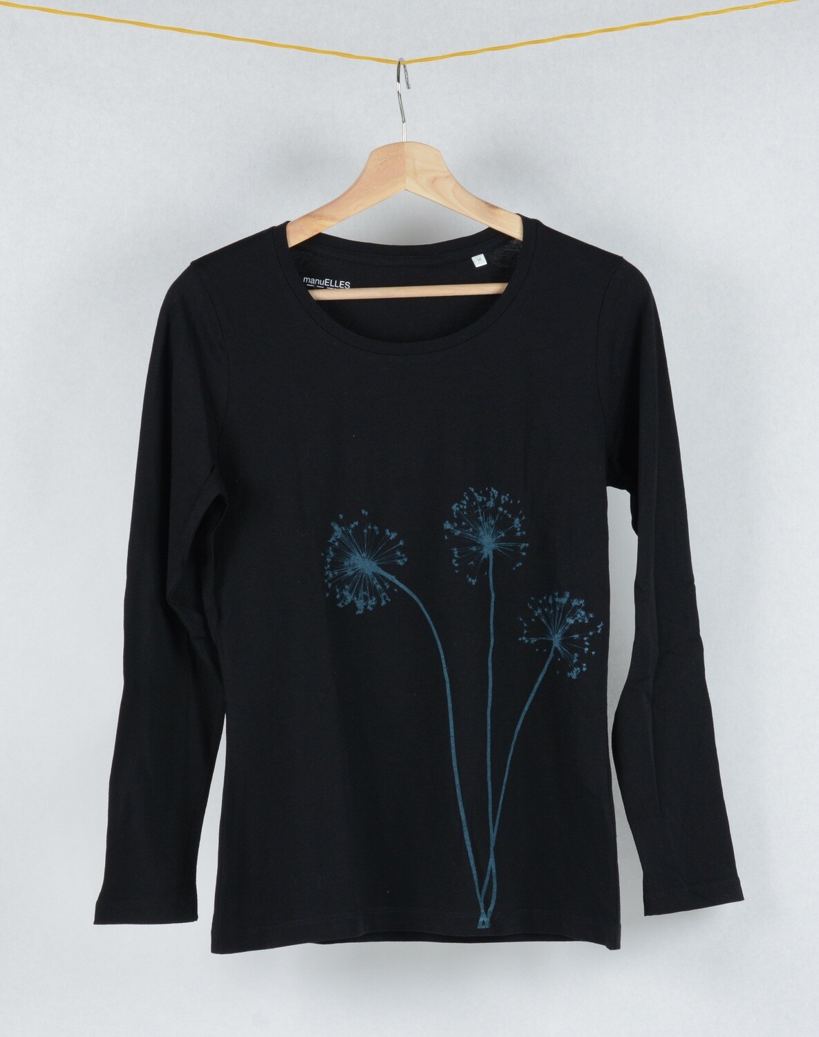Langarm Allium schwarz mit grünem Druck