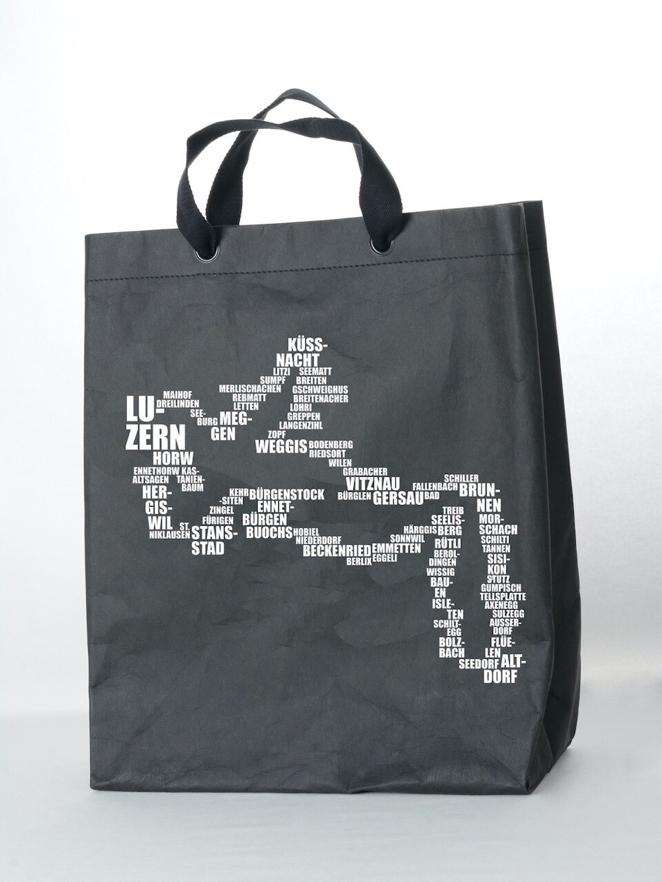 Shopper Vierwaldstättersee schwarz mit grauem Druck