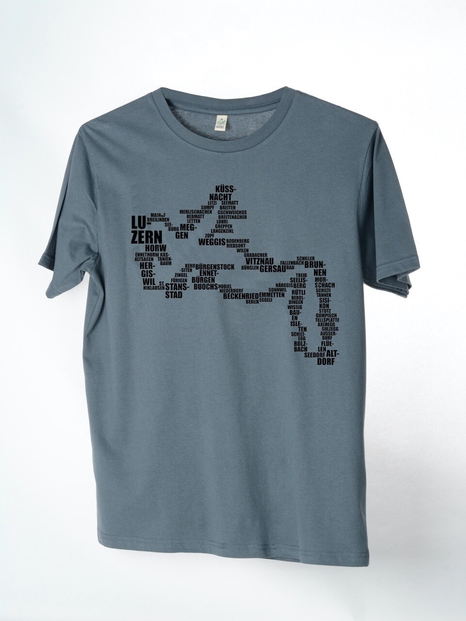 T-Shirt Vierwaldstättersee (unisex) grau mit schwarzem Druck