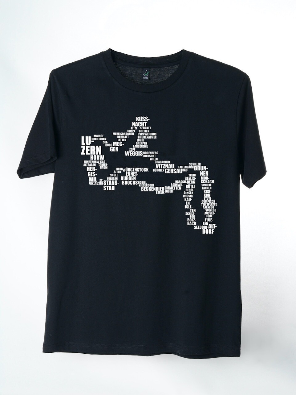 T-Shirt Vierwaldstättersee (unisex) schwarz mit grauem Druck