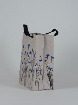 Shopper Kornblume grau mit blau/schwarzem Druck