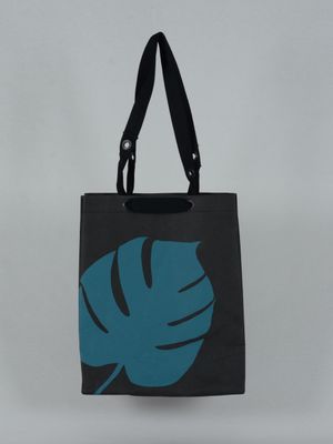 Shopper Monstera schwarz mit grünem Druck