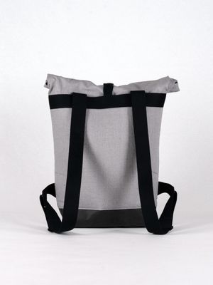 Rucksack Ginkgo grau mit schwarzem Druck