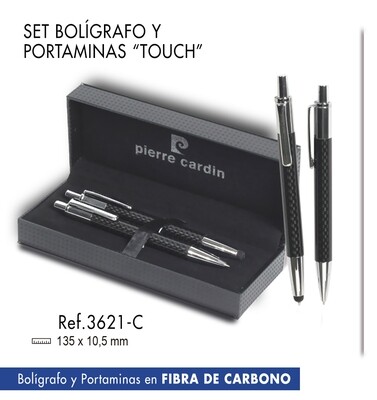 Set bolígrafo y portamina touch carbón "Fiber"