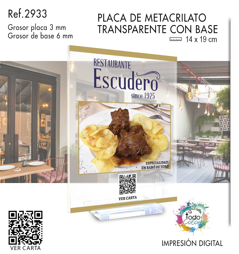 Placa Metacrilato con base Placa Metacrilato con base