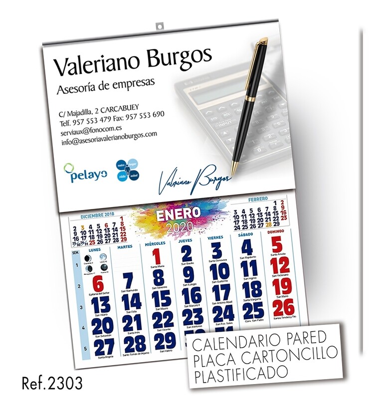 Calendario Placa Personalizada 43.5 X 62.5 Calendario Placa Personalizada 43.5 X 62.5