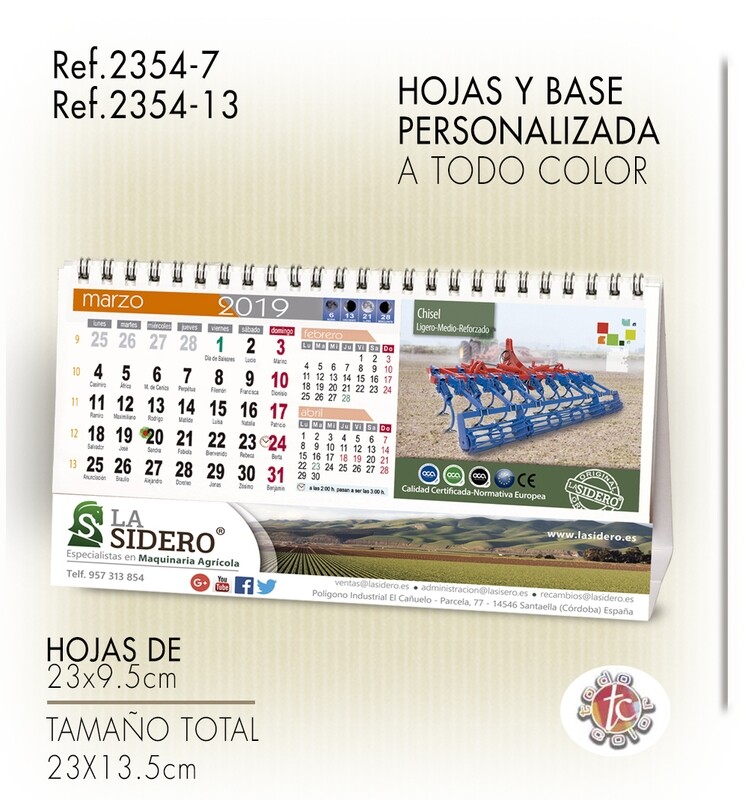 Calendario Personalizado WIRE-O 23X13.5 Calendario Personalizado WIRE-O 23X13.5