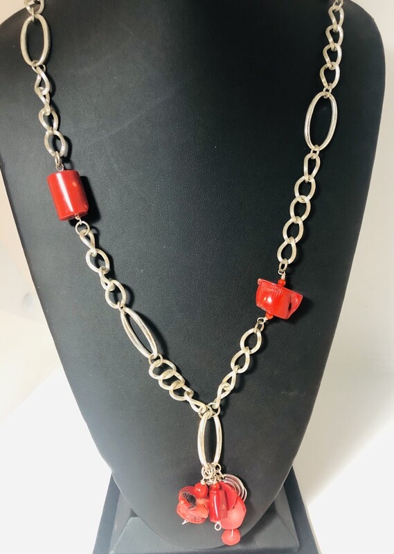 Red Coral Charm Necklace