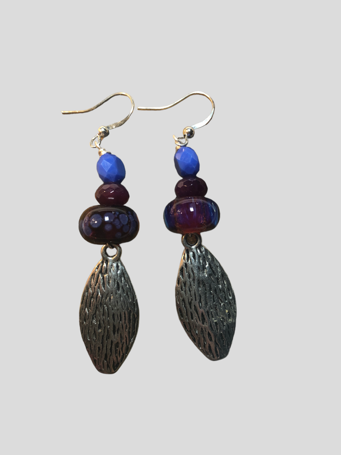 Pewter and Artisan Glass Earrings