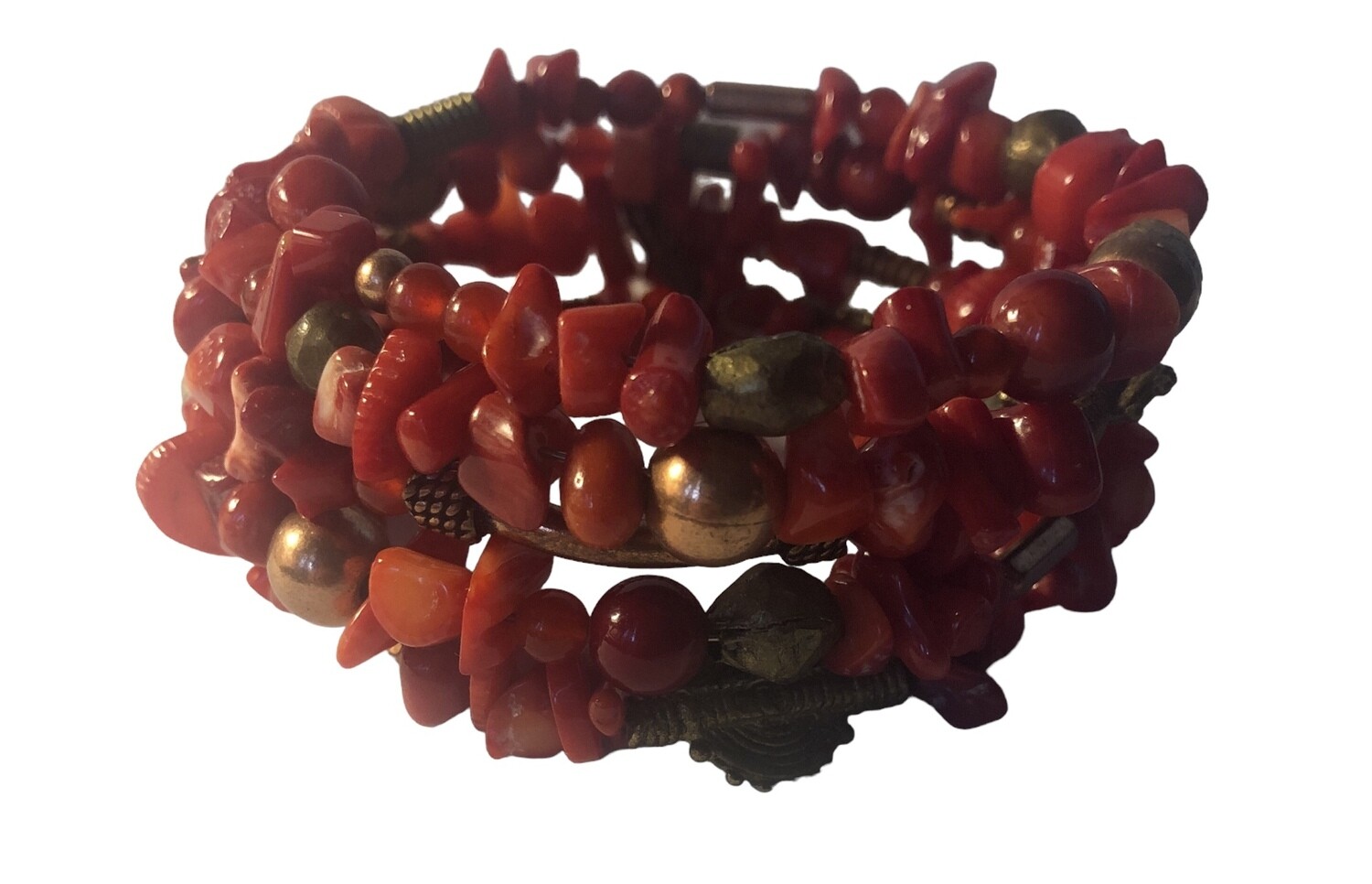 Coral and Mixed Stone Wrap Bracelet