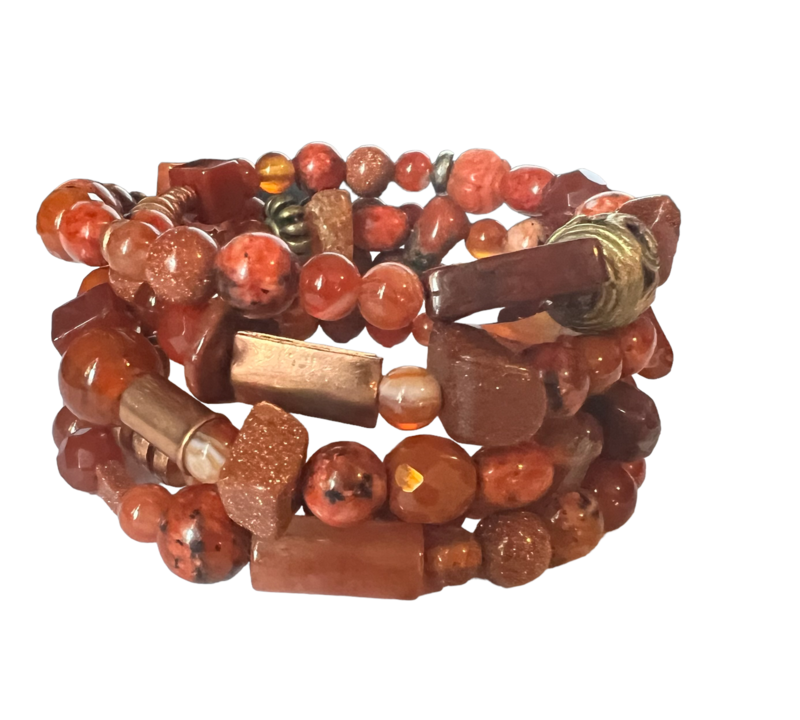 Carnelian 6 layer Wrap Bracelet