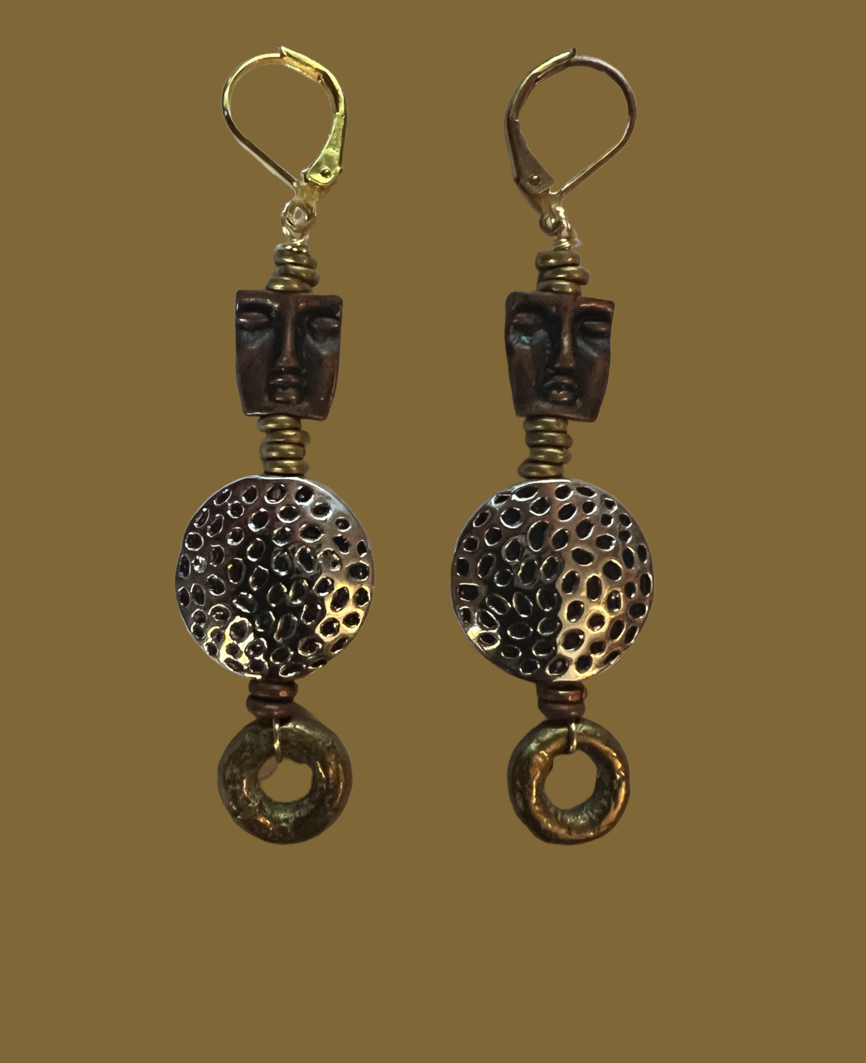 Metals Series...Pewter, Copper &amp; Brass Face Earrings