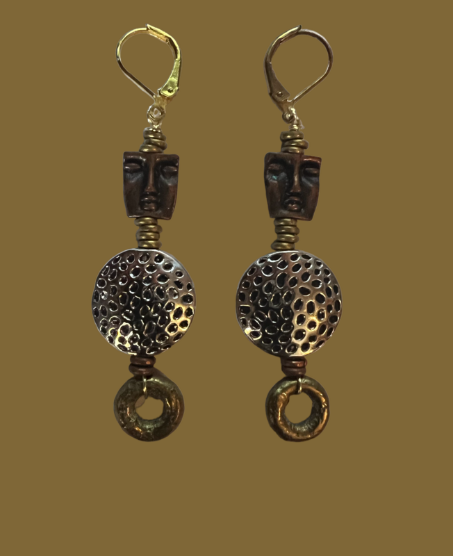 Metals Series...Pewter, Copper &amp; Brass Face Earrings