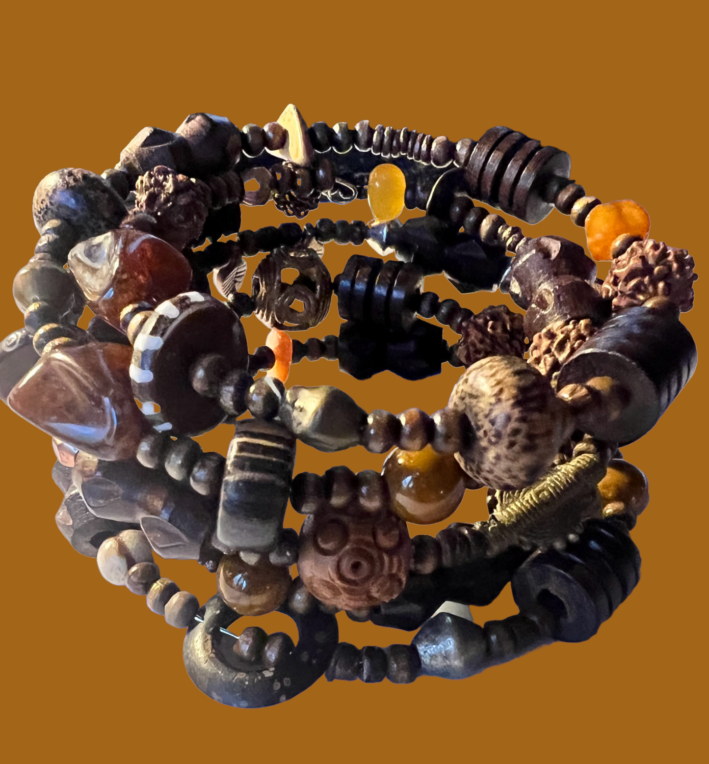 Wood Series...Mixed Bead Wrap Bracelet