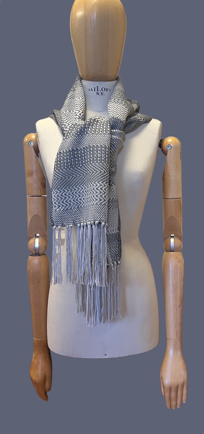 2024 Holiday Sale.... Gray and White Unisex Cotton Patterned Scarf Sale!!!!