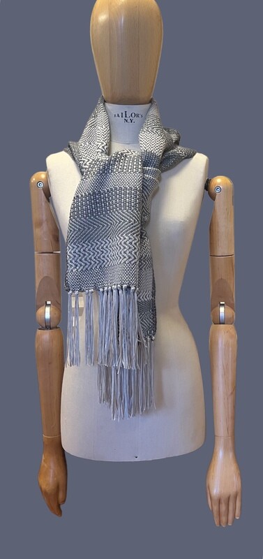 2024 Holiday Sale.... Gray and White Unisex Cotton Patterned Scarf Sale!!!!
