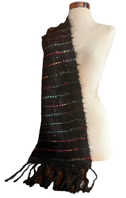 Large Black Textural Handwoven Scarf
