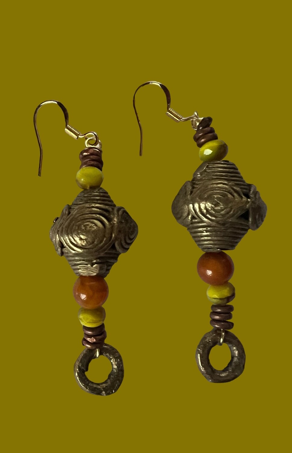 Sharp African Brass Earrings