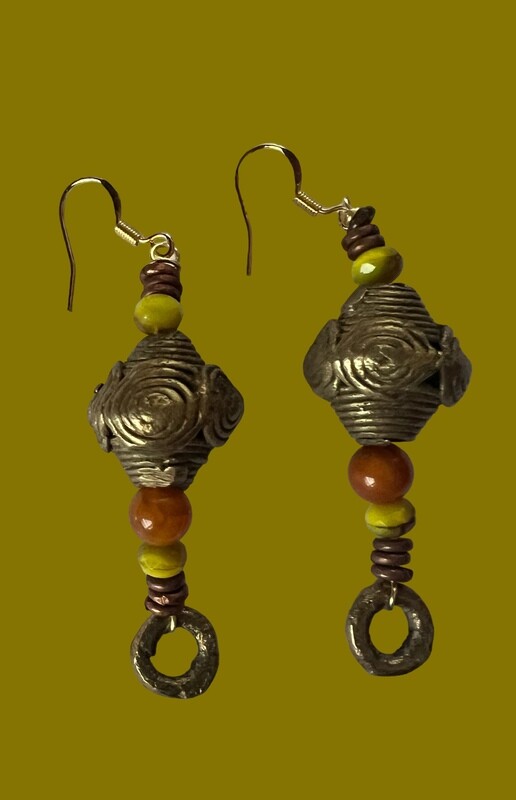Sharp African Brass Earrings