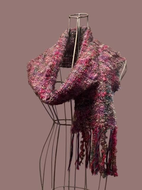 Light Mauve/Pink Handwoven Curly English Mohair Scarf