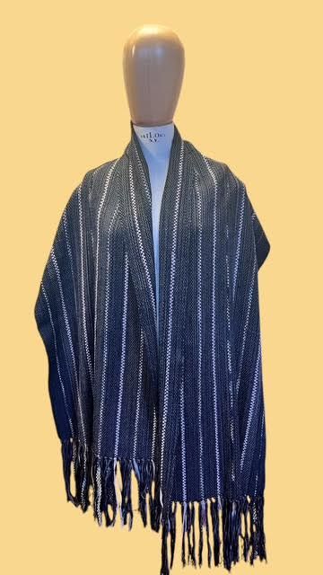 New! Black Gray and Beige Handwoven Shawl
