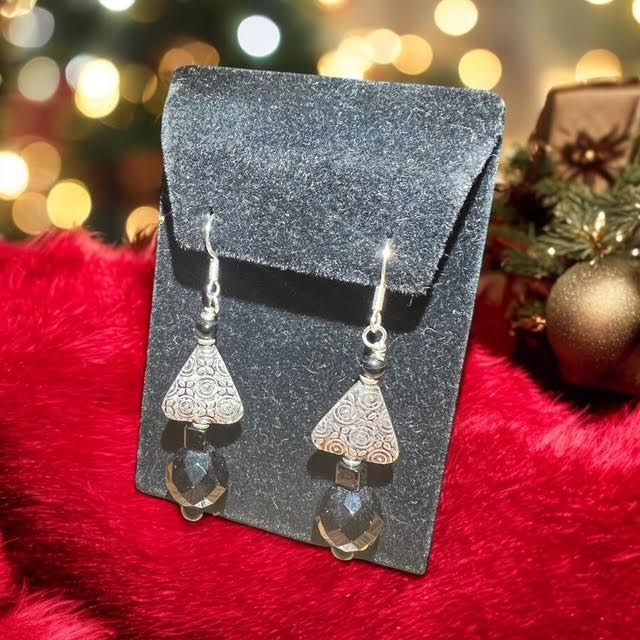 New!!! Metal Series... Sterling Earrings with Jet Beads