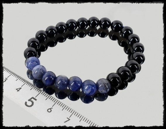 Pulsera Obsidiana Negra y Sodalíta