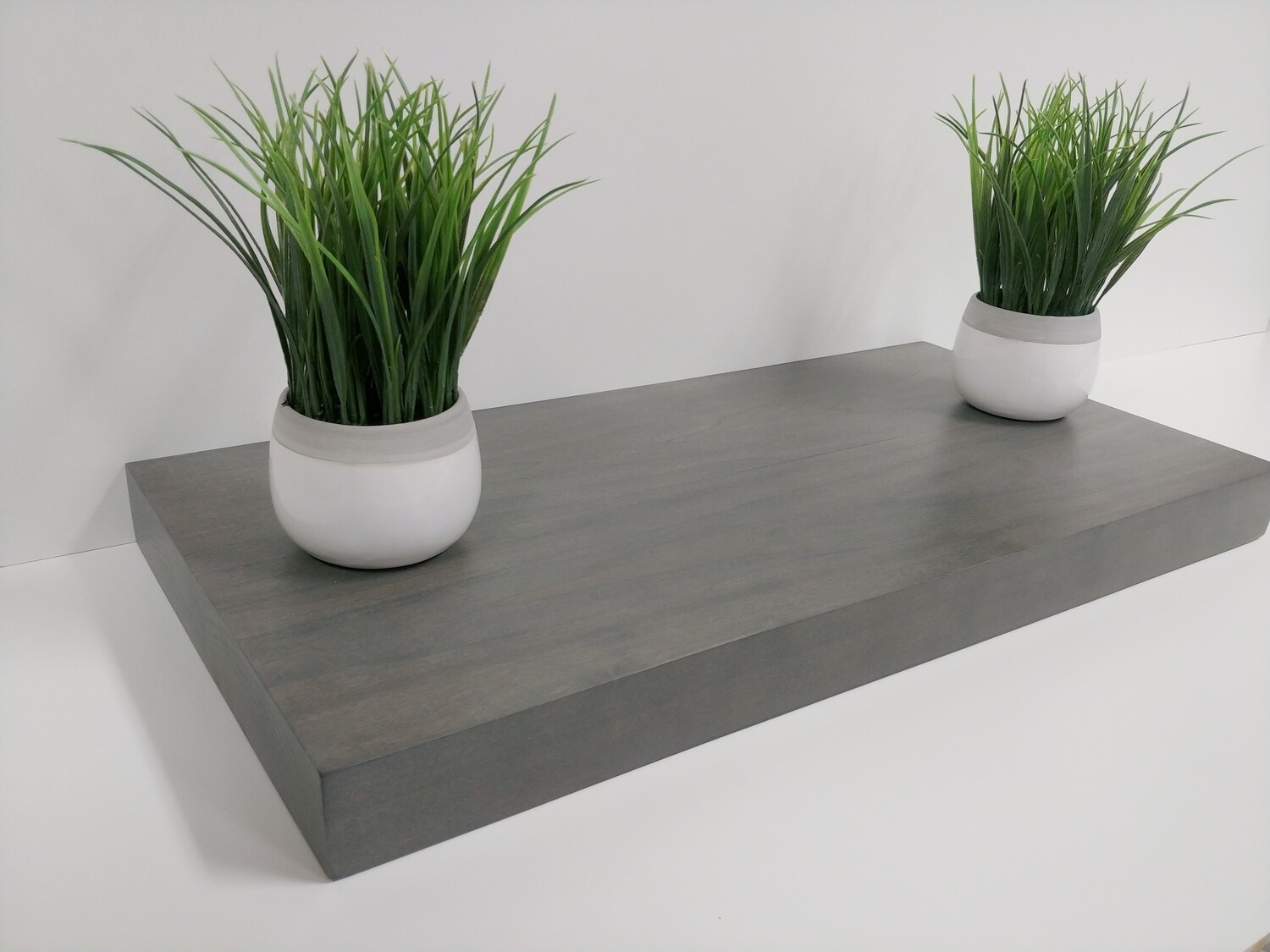 Light Charcoal Floating Shelf, 100% solid wood, includes  Hidden Bracket