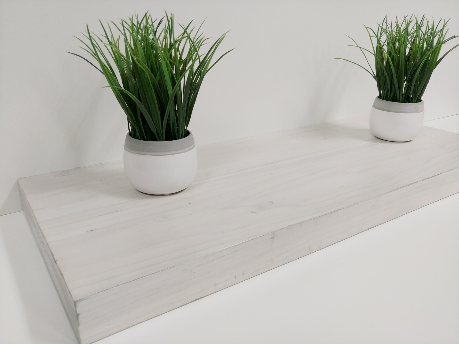 Light Distress Bleach Wash Floating Shelf, 100% solid wood, includes Hidden Bracket
