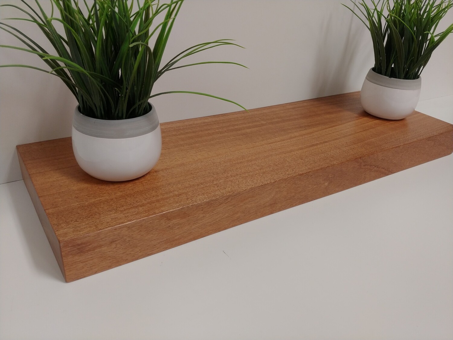 African Mahogany 100% Real solid wood Floating Shelf, Hidden Bracket