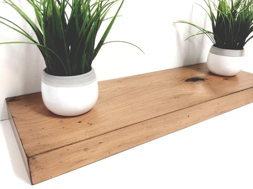Van Dyke Brown light distress Floating Shelf, Hidden Bracket