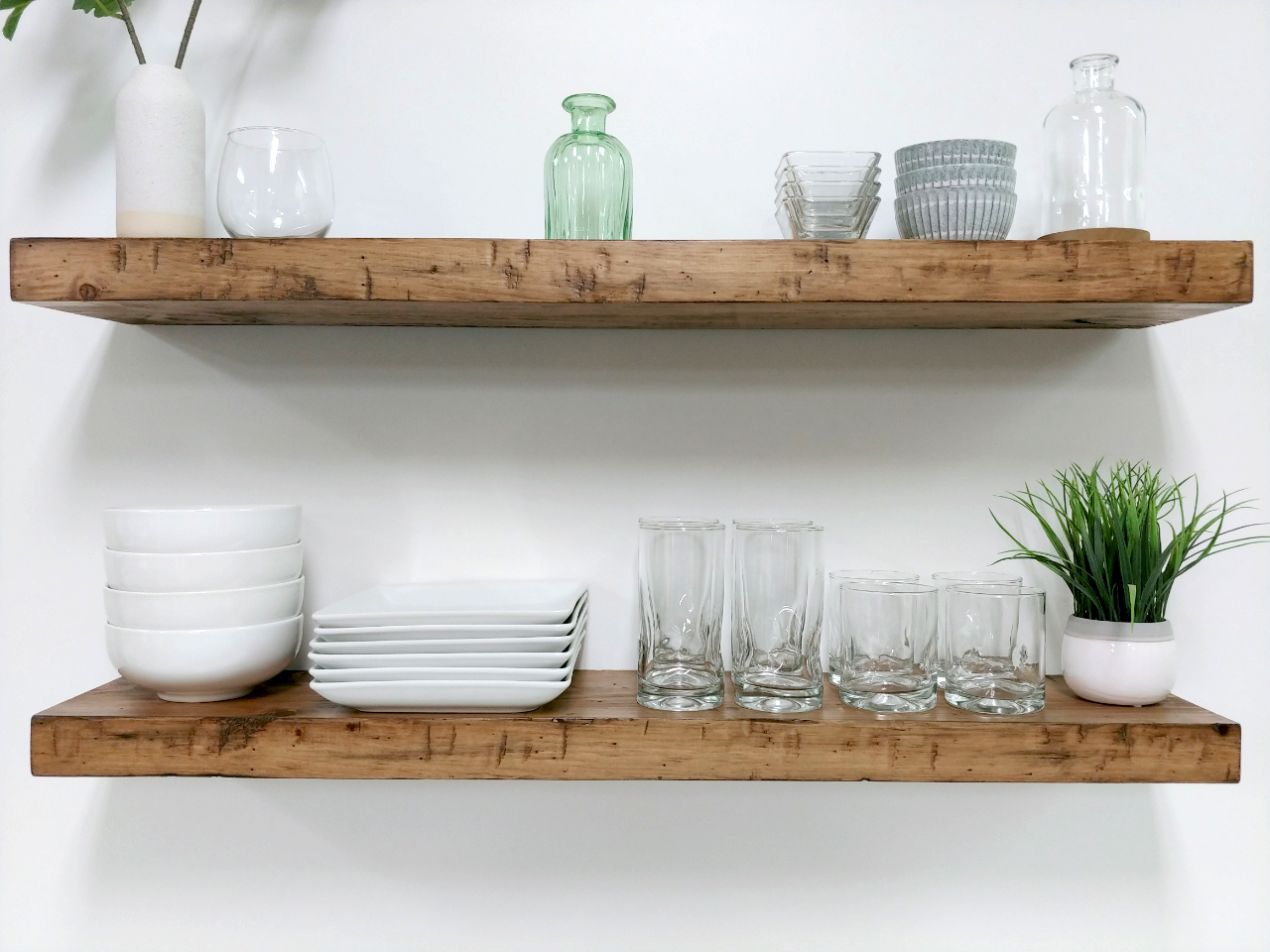 Heavy distress brown glaze floating shelf, 100% solid wood hidden bracket