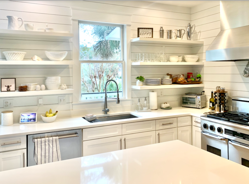 White floating shelf 100% solid wood hidden bracket