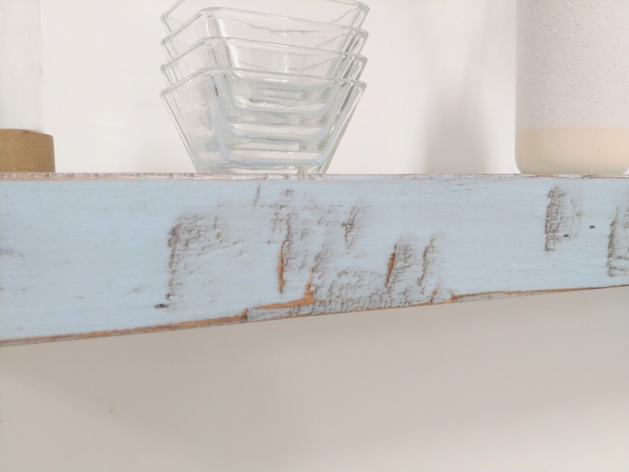Antique Pale Blue floating shelf, hidden bracket