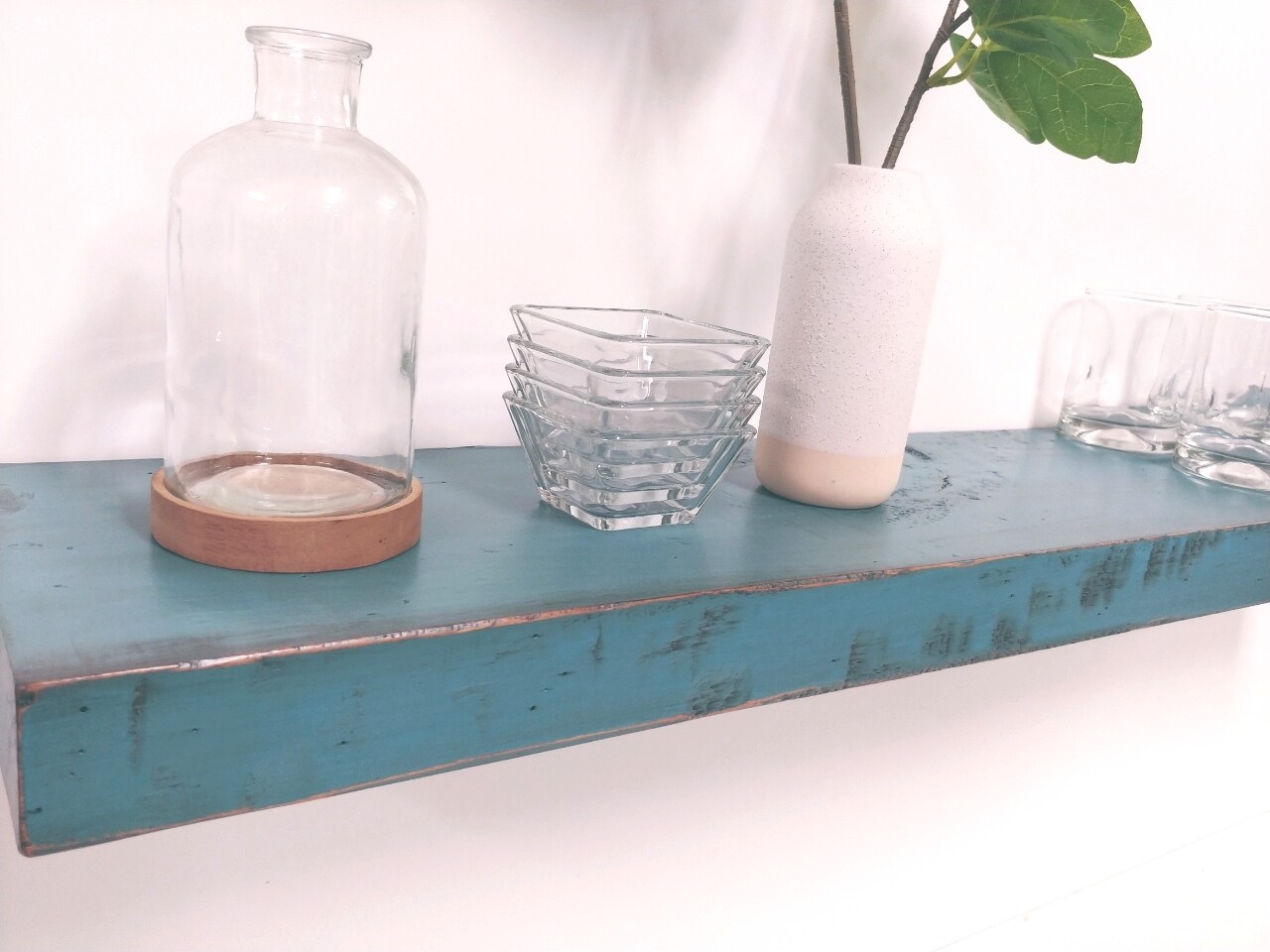 Antique Teal floating shelf, hidden bracket