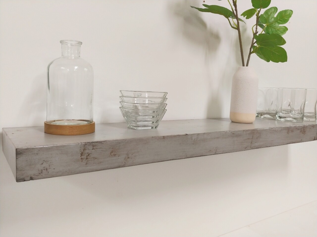 Antique Grey floating shelf, hidden bracket