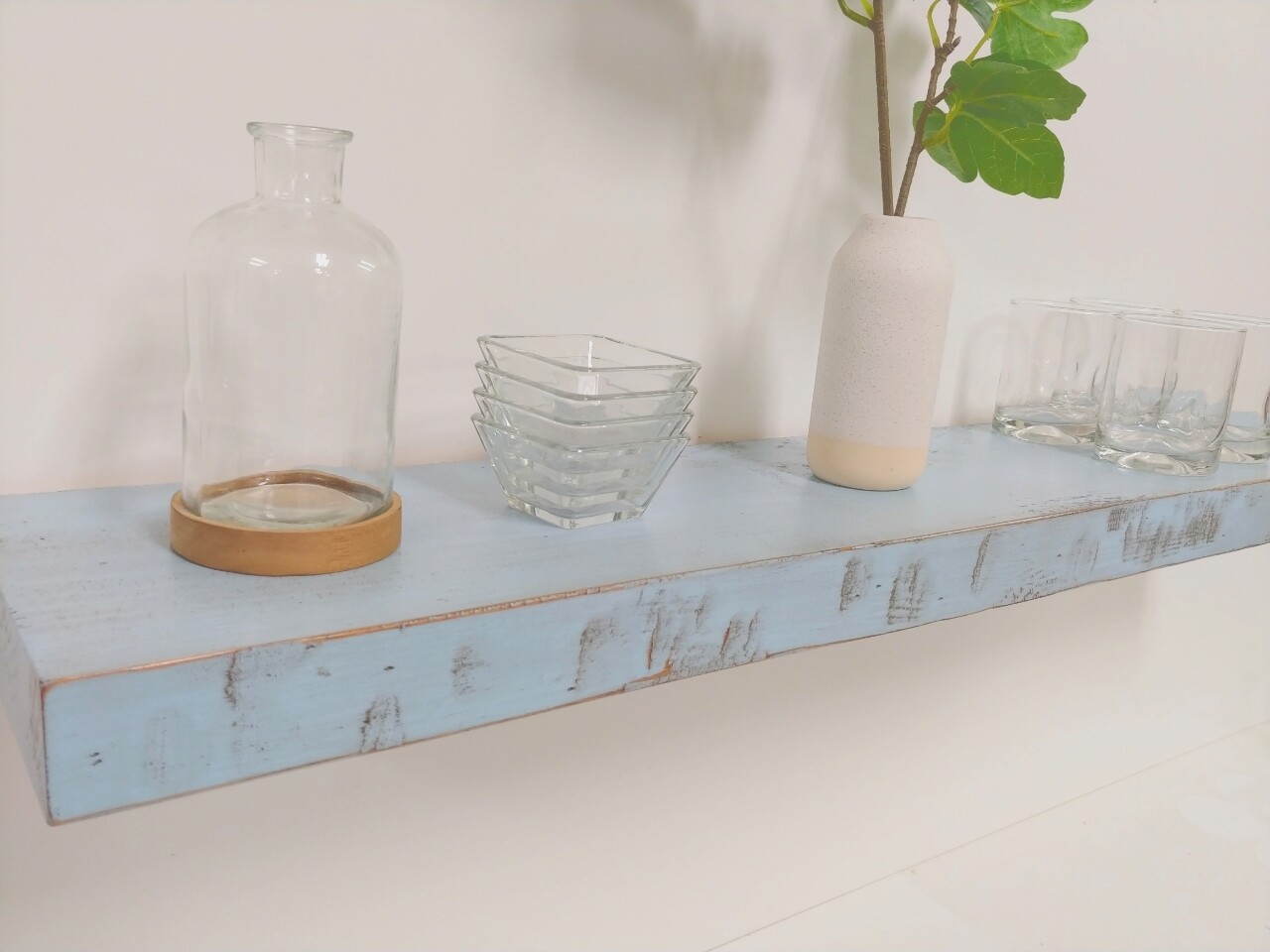 Antique Pale Blue floating shelf, hidden bracket