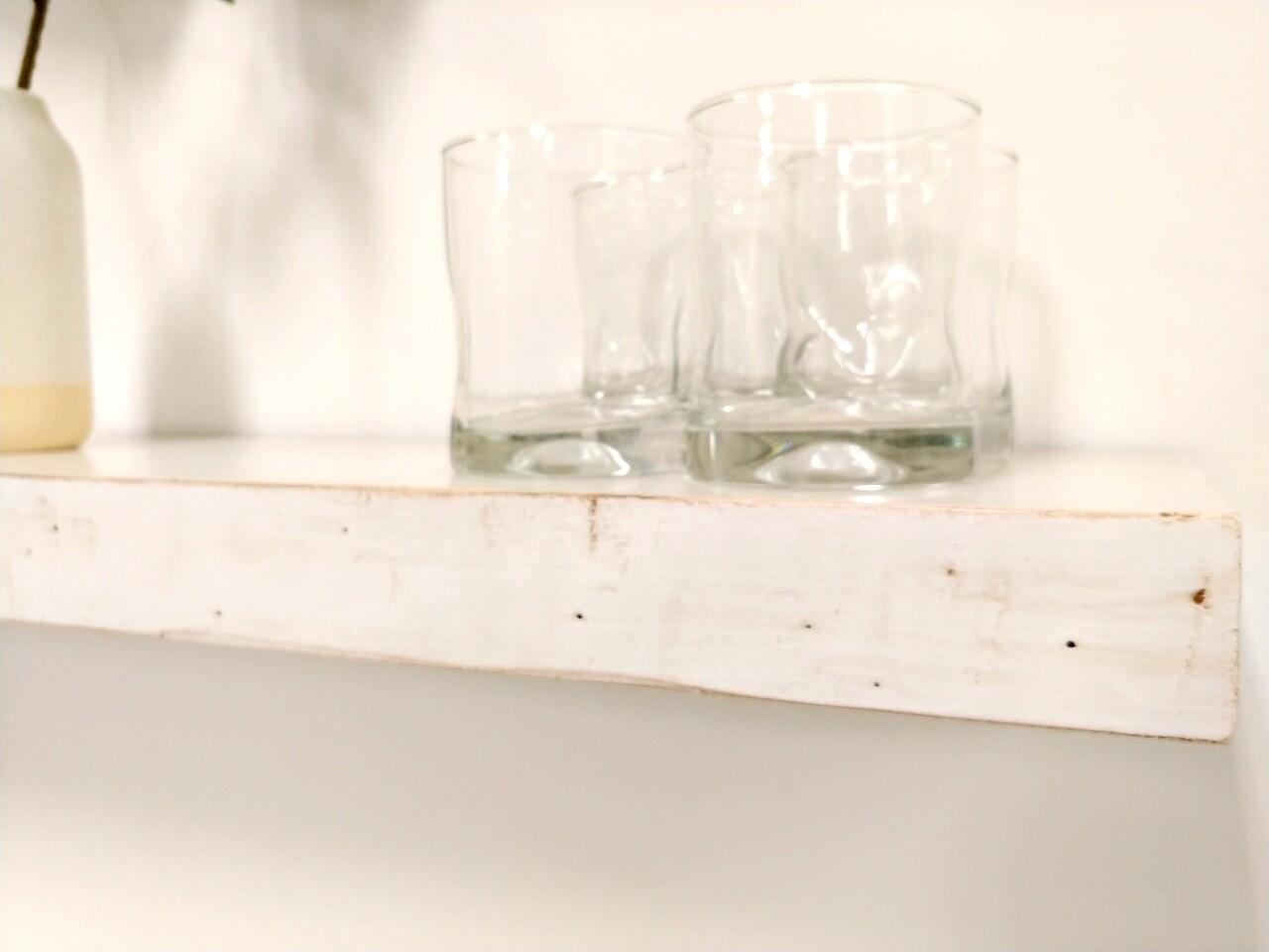 Antique White floating shelf, hidden bracket