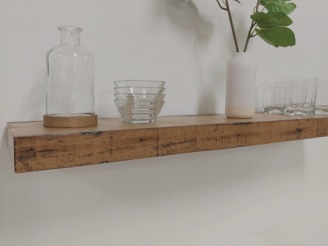 Reclaim Old Brown Floating Shelf, Hidden Bracket