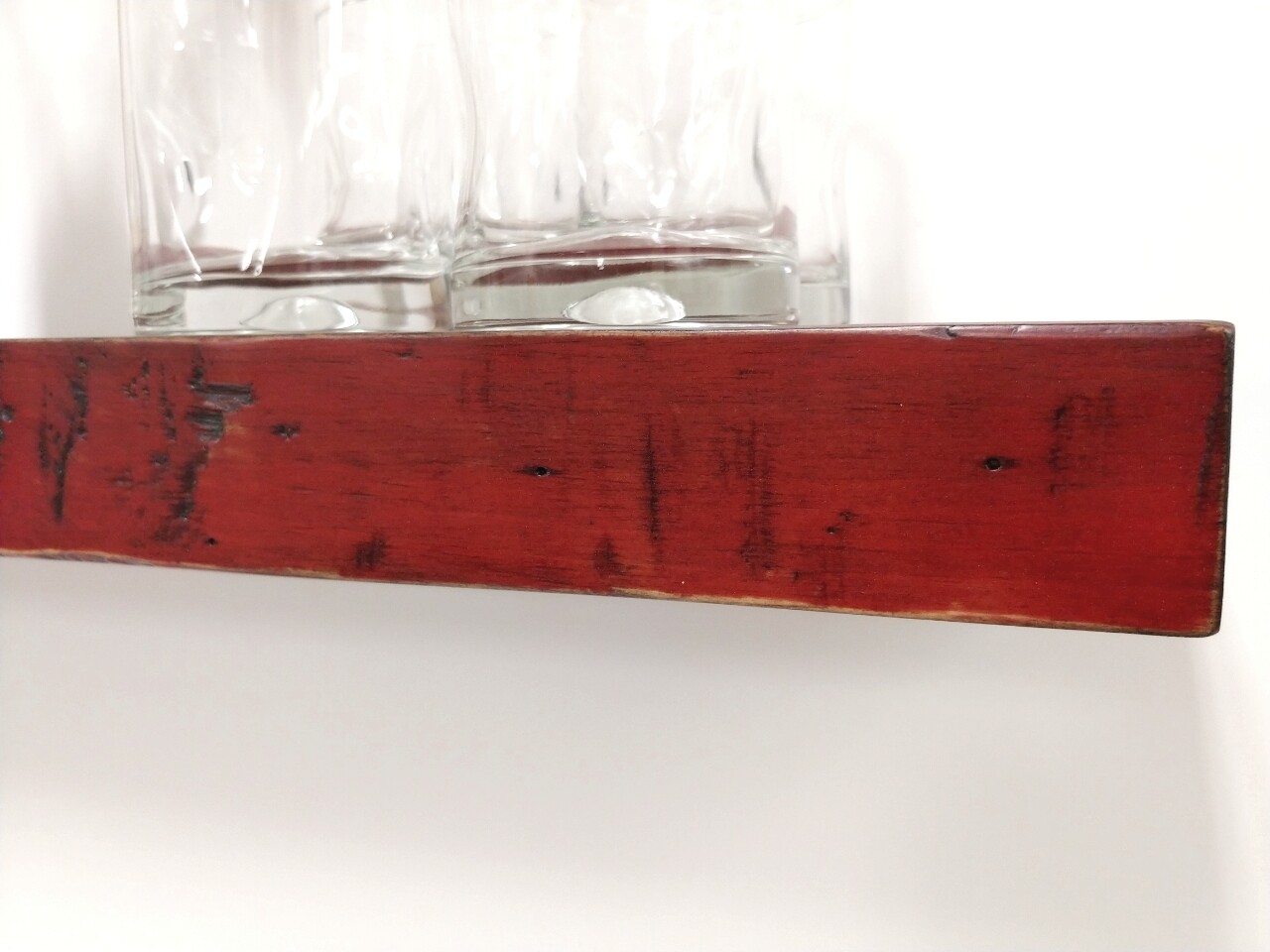 Antique Red floating shelf, hidden bracket