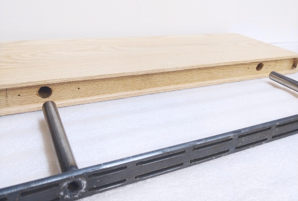Grey wash floating shelf, 100% solid wood, includes hidden bracket