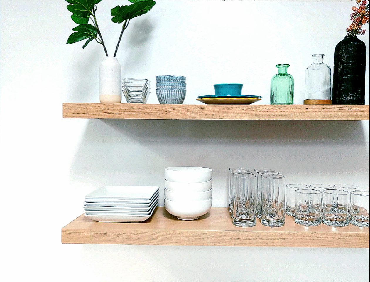 Red Oak Floating Shelf, Hidden Bracket
