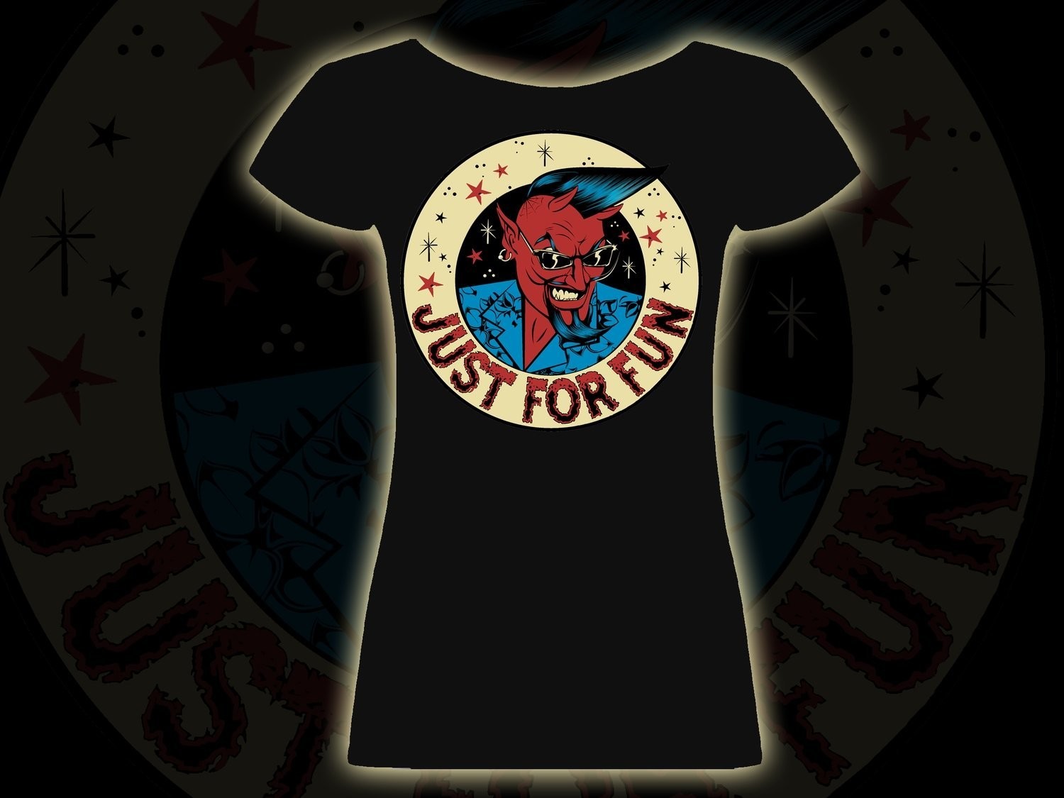 JUST FOR FUN DEMON LOGO T-SHIRT WOMEN