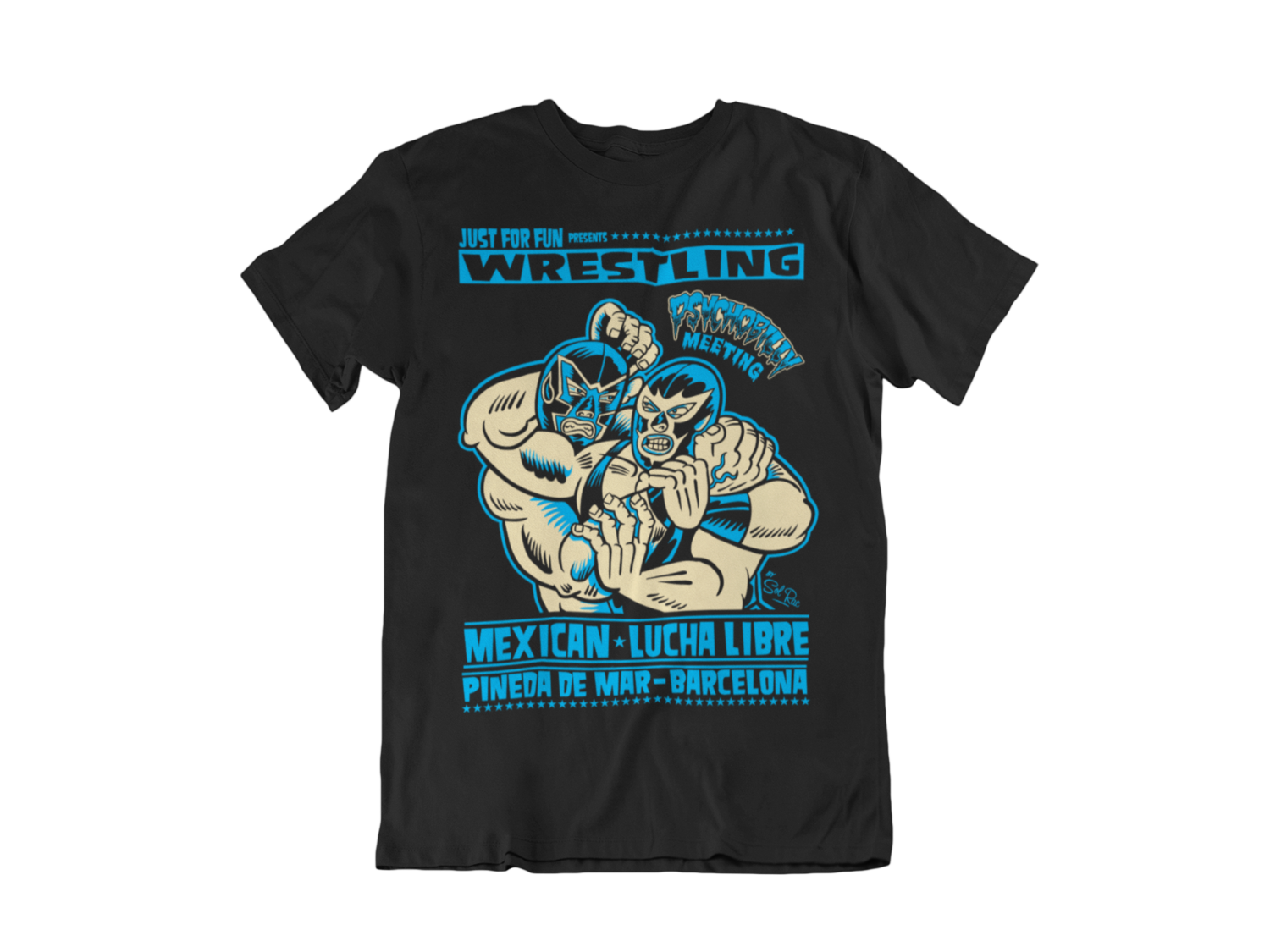 WRESTLING PSYCHOBILLY MEETING RIOT T-SHIRT MEN by SOLRAC, Size: Small