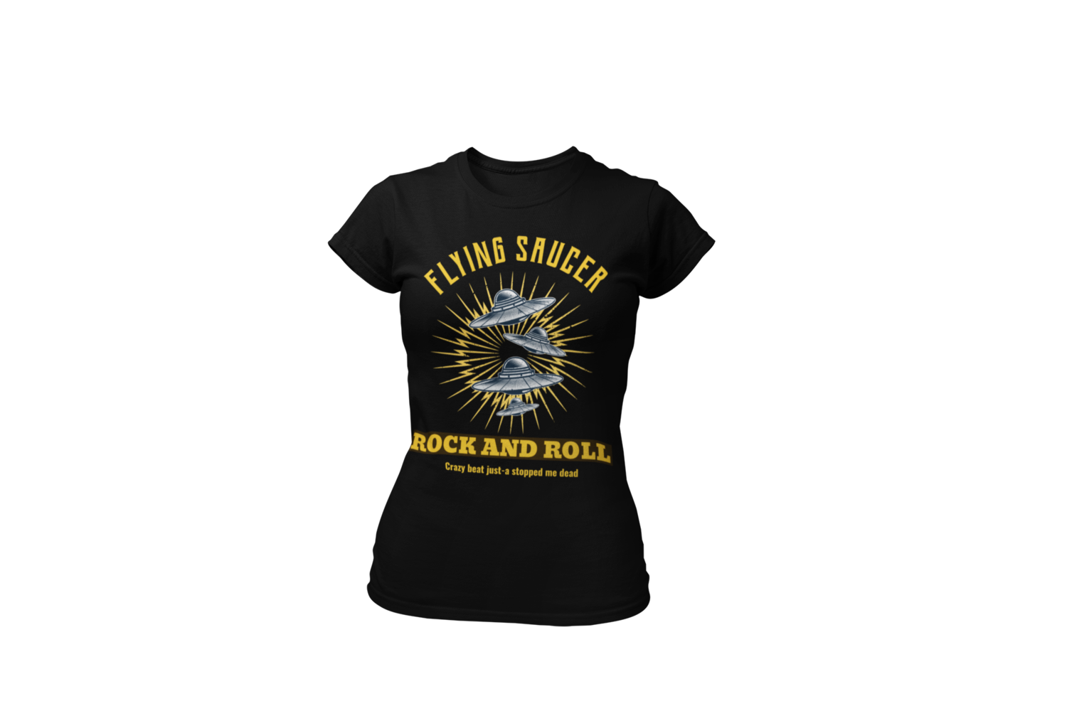 FLYING SAUCER ROCK AND ROLL T-SHIRT FOR WOMEN