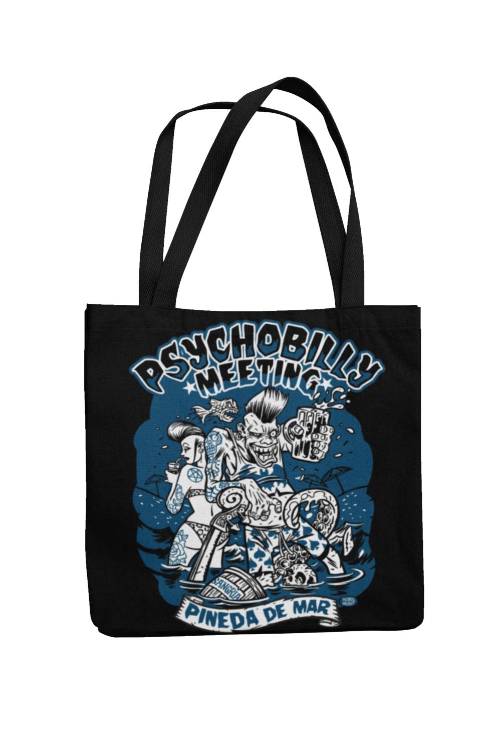 Cotton Bag Psychobilly meeting design by PASKAL 2019, Colour: Black