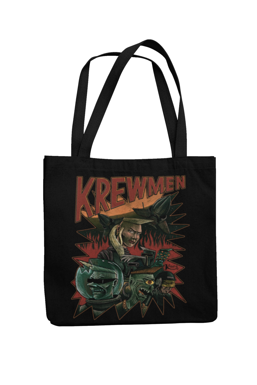 KREWMEN Cotton Bag  design KING RAT DESIGN, Colour: Black