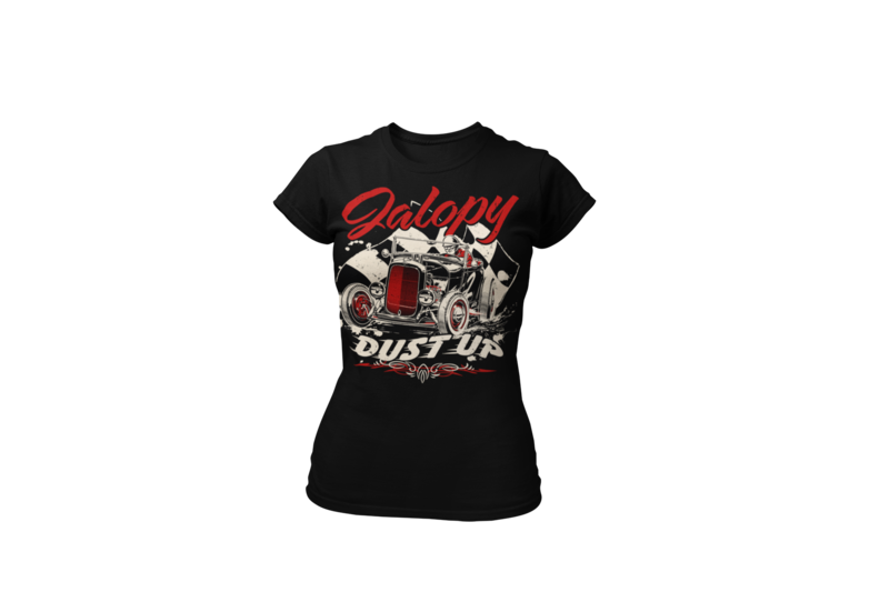 JALOPY DUST UP T-SHIRT WOMAN by Ger "Dutch Courage" Peters artwork
