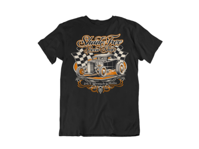 SHADE TREE SPEED SHOP &quot;Deuce&quot; T-SHIRT MAN BY Ger &quot;Dutch Courage&quot; Peters artwork
