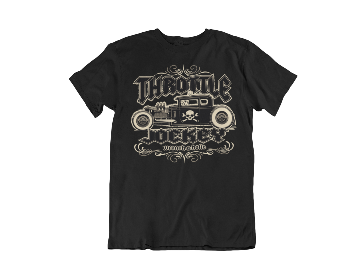 THROTTLE JOCKEY "Wrench a Holic" T-SHIRT MAN BY Ger "Dutch Courage" Peters artwork